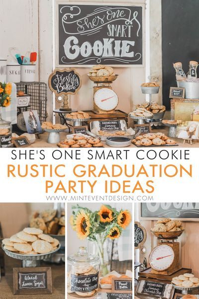 Rustic Graduation Party Ideas, One Smart Cookie Graduation Party, Smart Cookie Graduation Party, Cookie Graduation Party, Graduation Activities, Rustic Graduation Party, Girl Graduation Party, Outdoor Graduation Parties, Outdoor Graduation