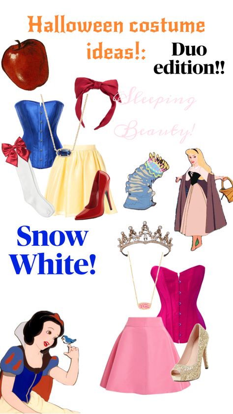 🍁🎃Duo Halloween Costume:Sleeping Beauty and Snow White 🍎💗#movies #princessvibes #halloweencostume #fyp Sleeping Beauty Halloween Costume, Sleeping Beauty Halloween, Duo Halloween Costumes, Group Costumes, Modern Outfits, Disney Trips, Creative Play, Sleeping Beauty, Snow White