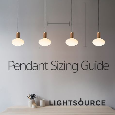 You have found the perfect pendant light fitting for your kitchen, but it comes in four different sizes. Do you know which size is right for your space? How many you need? How to space them out? We have developed this pendant sizing guide to help you make the right choice.  #lightingguide #pendantlighting Kitchen Pendant Size Guide, Pendant Lighting Size Guide, Kitchen Island Lighting Size Guide, Pendant Lighting For Island, Pendant Light Size Guide, Kitchen Peninsula Lighting, Peninsula Lighting, Lights Over Dining Table, Lights Over Island