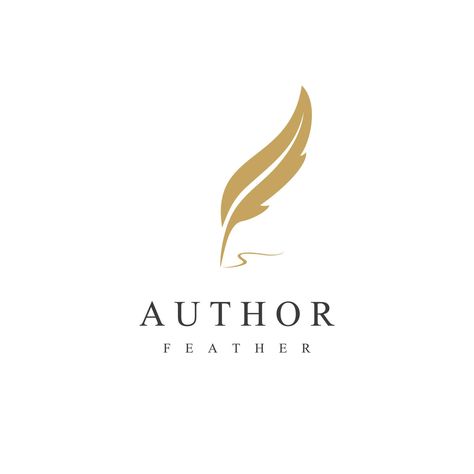 Feather quill pen author gold logo design icon classic stationery illustration Feather Pen Logo, Quill Logo, Author Logo, Feather Quill Pen, Feather Logo, Gold Logo Design, Feather Quill, Feather Pen, Quill Pen