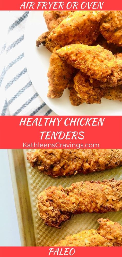 Healthy Chicken Tenders, Crispy Tenders, Paleo Chicken Tenders, Chicken Fingers Recipe, Healthy Chicken Fingers, Air Fried Chicken Tenders, Breaded Chicken Tenders, Fried Chicken Tenders, Easy Chicken Dinner Recipes