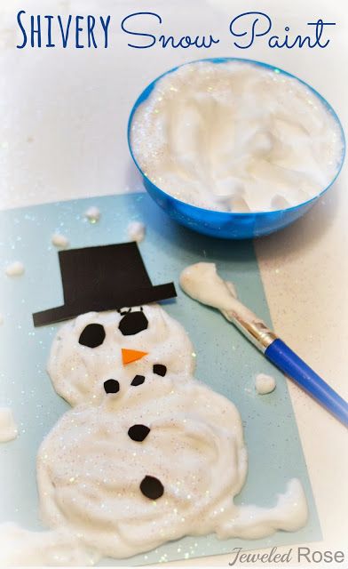 Shivery Snow Paint Recipe ~ Growing A Jeweled Rose Snow Paint, Diy Schneemann, Christmas Crafts For Kids To Make, Winter Preschool, Winter Crafts For Kids, Preschool Christmas, Groundhog Day, Crafts For Kids To Make, Snowman Crafts