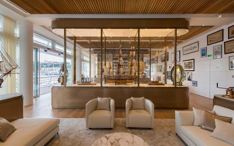 Yacht Club Restaurant, Yacht Living, Club Interior Design, Club Design Interior, Dubai Islands, Plan Studio, Design For Restaurant, Club Interior, Monaco Yacht