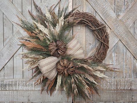 Pumpkin and Pampas Fall Grapevine Wreath Rustic Autumn - Etsy Autumn Front Porch, Rope Wreaths, Boho Fall Decor, Maple Leaf Wreath, Grass Wreath, Fall Hydrangea, Cottage Wreath, Boho Wreath, Fall Grapevine Wreaths