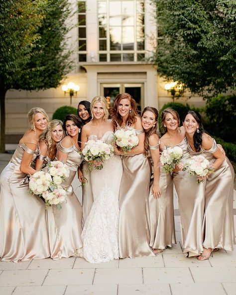 Modern Wedding Australia on Instagram: “We are just loving these champagne #bridesmaids gowns! @chardphoto #bridesmaids #bride #weddingdress #modernwedding” Champagne Gold Bridesmaid Dresses, Winter Wedding Bridesmaids, Champagne Wedding Colors, Best Wedding Colors, Wedding Color Trends, Champagne Bridesmaid Dresses, Champagne Bridesmaid, Gold Bridesmaid Dresses, Bridesmaid Colors