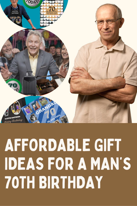 A 70 year old man surrounded by gifts 70th Gift Ideas, Gifts For 70th Birthday Men, Gifts For 70 Year Old Man, 70 Birthday Party Ideas For Men, 75th Birthday Gifts Men, 70th Birthday Ideas, 70th Birthday Gift Ideas, 70th Birthday Presents, Inspiring Gifts