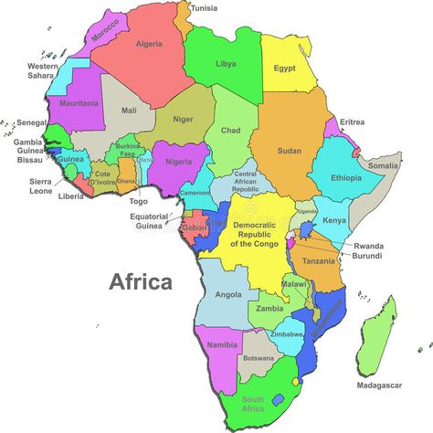 Africa map. Color map of Africa with countries on a white background , #SPONSORED, #Color, #map, #Africa, #background, #white #ad African Countries Map, The World Map, African Map, Tanzania Africa, Asia Map, Democratic Republic Of The Congo, World Geography, Africa Map, Country Maps