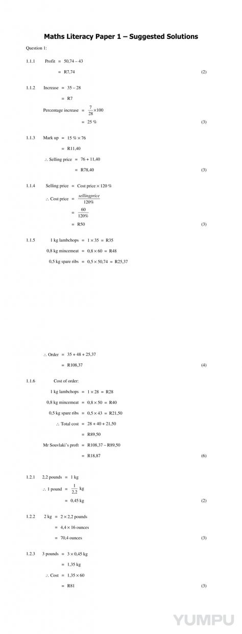 Gr 11 Maths Lit Paper 1 Memo - Maths Excellence - Magazine with 8 pages: Gr 11 Maths Lit Paper 1 Memo - Maths Excellence 12th Maths, Grade 12, Math Literacy, School Study, School Study Tips, Flip Book, Study Tips, Literacy, In The Heights