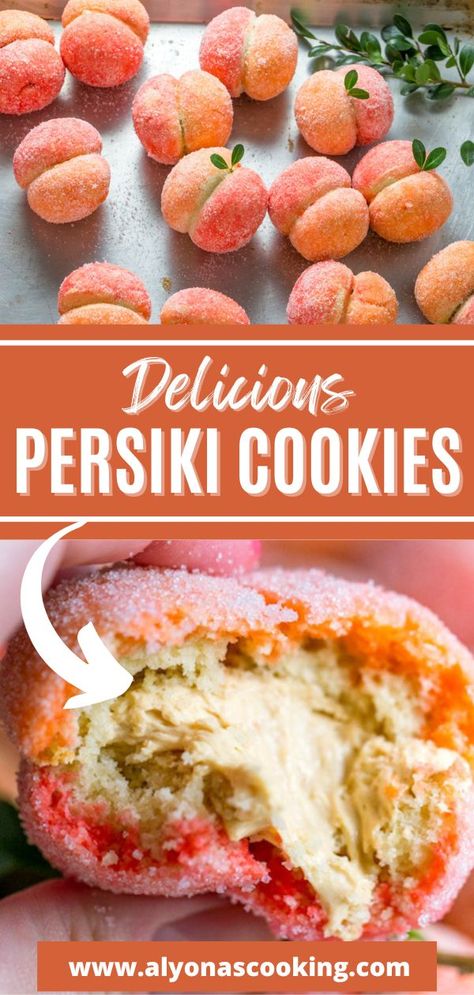 These delicious Persiki cookies are simple deserts traditionally found in Russian and Ukrainian culture, especially at weddings! These peach cookies are full of apricot, dulce de lech cream, then soaked and garnished to look like an actual peach. This super popular soft pastry is easy to make, and the recipe does not require fancy tools! Simple Deserts, Fancy Cookie Recipes, Peach Cookies Recipe, Russian Cookies, Apricot Dessert, Peach Cookies, Fancy Desserts Recipes, Russian Desserts, Ukrainian Culture