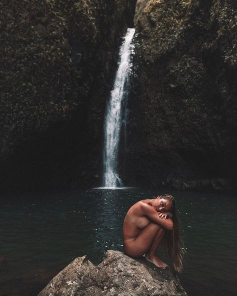 Ethereal Waterfall, Waterfall Photoshoot, Color Block Swimwear, Women In Nature, Waterfall Pictures, Water Shoot, Outdoor Baths, Bird Free, Nature Photoshoot