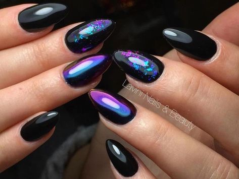 Popular Fall 2019 Nail Colors! – Art of Amour Purple Chrome Nails, Scissor Hands, Chameleon Nails, Unghie Sfumate, Chrome Nail Powder, Mirror Nails, Goth Nails, Purple Nail, Her Nails