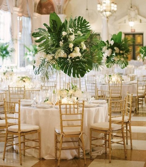 Breakers Wedding, Tropical Wedding Centerpieces, Breakers Palm Beach, Tropical Wedding Theme, Tropical Wedding Decor, Palm Wedding, Fiesta Tropical, Destin Florida Wedding, Palm Beach Wedding