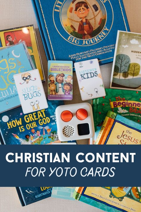 Christian Yoto Cards - 30+ Links for Good Christian Content For MYO - Looking for audiobooks, podcasts, or music for your kids that contain Christian themes? Here are 30+ links for Christian content to add to your Yoto cards! Free Yoto Content, Christian Toddler Activities, Christian Books For Kids, Yoto Cards, Yoto Mini, Toddler Advent Calendar Christian, Family Read Aloud Books, Books For Christian Moms, Yoto Player