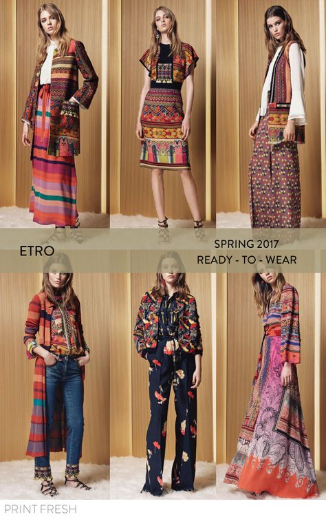 Spring 2017 Ready-to-wear Runway Print & Pattern Trends- Etro Images: vogue.com bold embroidery, Peruvian textiles, bell sleeves, 70s inspired dresses Thai Fashion Modern, Peruvian Outfits, Multicolor Bohemian Traditional Wear With Woven Motifs, Bohemian Traditional Wear With Woven Motifs, Luxury Multicolor Folk Dress, Peruvian Clothes Traditional, Tenun Dress, Peru Culture Traditional Dresses, Peruvian Dress