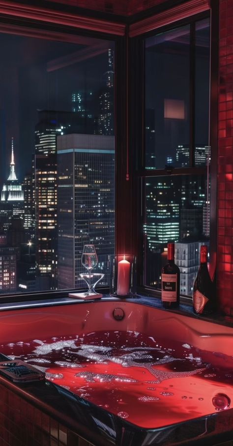 City Apartment Aesthetic Night, Normal Apartment, 80s House Interior, 80s Interior Design, 80s House, City Penthouse, 80s Interior, Black Rooms, Dream Bath