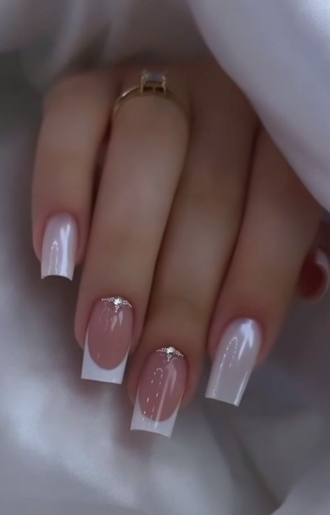 Gelx Apres Nail Designs Coffin, Elegant Touch Nails, Milky Nails, Plaid Nails, Simple Gel Nails, Her Nails, Simple Acrylic Nails, Hair Done, Pretty Gel Nails