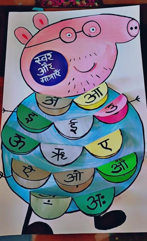 Hindi Diwas Chart Ideas, Nursery Class Chart Ideas, Hindi Classroom Decoration, Ukg Class Charts, Alphabets Chart For Preschool, Hindi Matra Chart Project, Hindi Craft Activities, Hindi Diwas Activity For Kids, Hindi Decoration Ideas