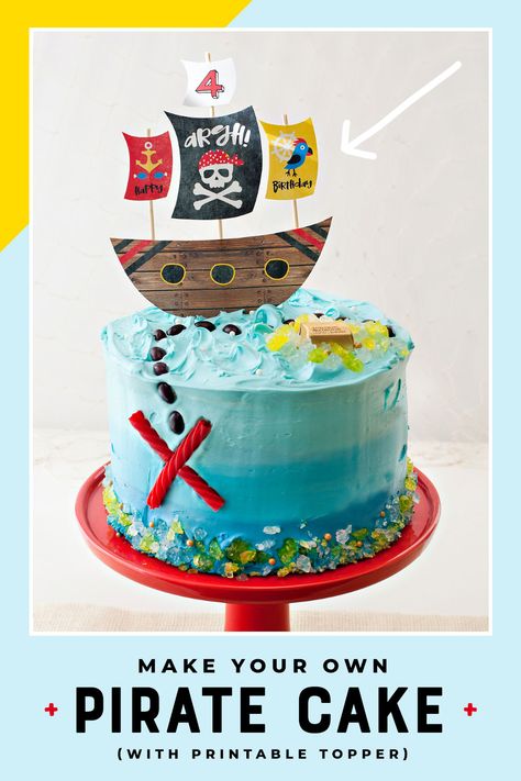 Easy Pirate Cake, Modern Pirate, Pirate Party Food, Kids Pirate Party, Pirate Birthday Cake, Pirate Ship Cakes, Pirate Themed Birthday Party, Pirate Themed Birthday, Pirate Cake