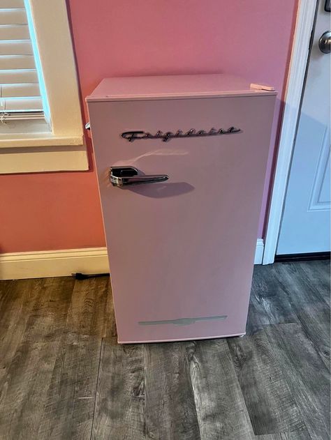 Frigidaire pink mini fridge Fridge In Bedroom, Mini Fridge Pink, Mini Fridge In Bedroom, Pink Mini Fridge, Mini Fridge, Pink Mini, Christmas List, Pink Gold, Pink And Gold