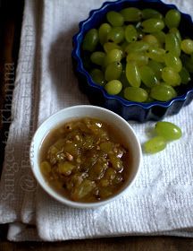 angoor ki chutney or launji Grape Chutney Recipes, Pickles Homemade Easy, Plum Chutney, Ginger Chutney, Grape Recipes, Sour Fruit, Roasted Fennel, Tomato Chutney, Green Chutney