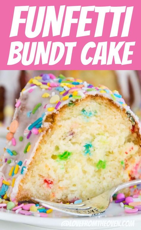 Nothing Bundt Birthday Cakes, Funfetti Mini Bundt Cake, Birthday Cake Bundt Cake, Funfetti Cake Box Mix Recipes, Funfetti Pound Cake, Cake Mix Bundt Cake Recipes, Funfetti Bundt Cake, Funfetti Cake Recipe, Cake Funfetti