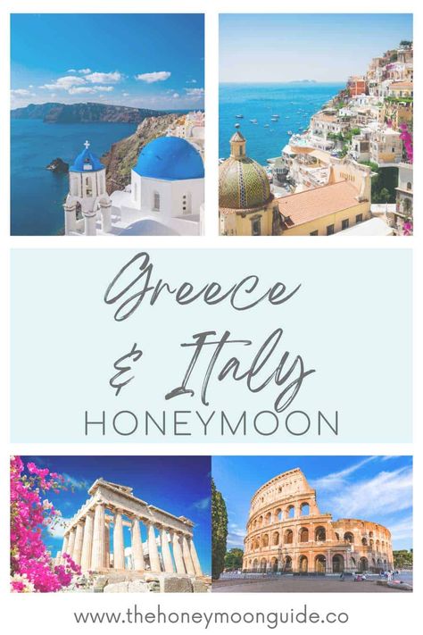 Why pick one when you can have two! If you're thinking about a honeymoon in Greece and a honeymoon in Italy. Let's show you how to plan a Greece and Italy honeymoon...Click the link to read or pin to read later! ✈️🤍 Amalfi Coast Honeymoon, Italy Honeymoon Itinerary, Honeymoon In Greece, Honeymoon In Italy, Greece And Italy, Italian Honeymoon, Honeymoon Itinerary, Santorini Honeymoon, Greece Honeymoon