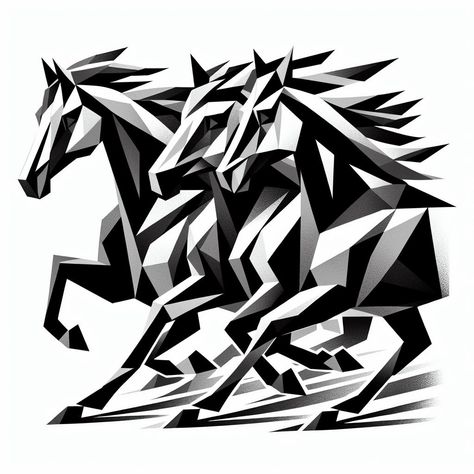 Abstract Horse Art, Naruto Painting, Abstract Art Images, Triangle Art, Art Optical, Tattoo Style Drawings, Abstract Art Wallpaper, Art Painting Gallery, Stencil Art