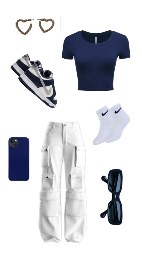 Blue Cargo Pants Outfit, Navy Blue Outfit, Blue Cargo Pants, Cargo Pants Outfit, Blue Outfit, Pants Outfit, Cargo Pants, Cute Outfits