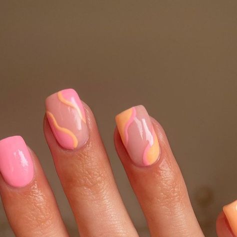 Peach Fruit Nails, Pink Biab Nails, Biab Nail, Short Nails Summer, Peach Daiquiri, Short Natural Nails, Biab Nails, Jewellery Summer, Nail Summer