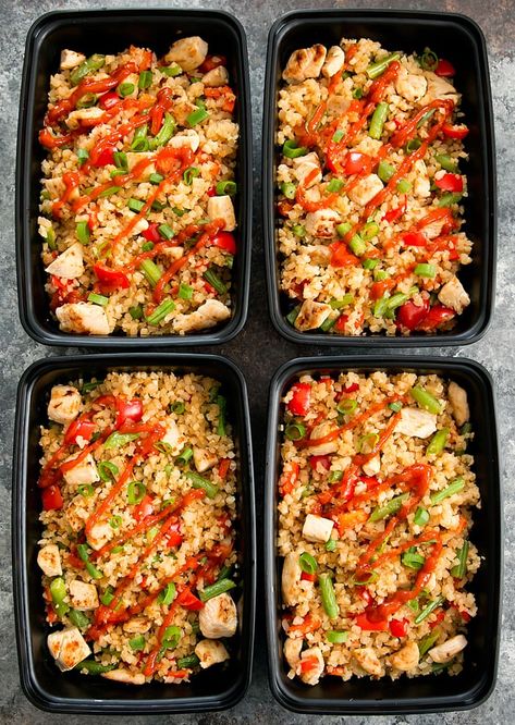 Sriracha Cauliflower Fried Rice Meal Prep Sriracha Cauliflower, Cauliflower Fried, Best Meal Prep, Low Carb Meal Prep, Meal Prep Recipes, Cauliflower Fried Rice, Meal Prep Bowls, Keto Meal Prep, Prep Recipes