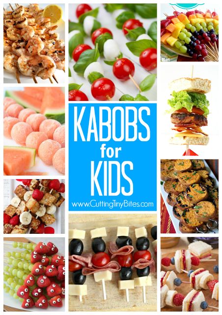 Kabobs for Kids. Healthy skewers, featuring fruit, veggies, sandwiches, snacks, and main dishes. Spruce up your presentation and your kids may just try some new foods! Healthy Skewers, Kids Healthy, Toddler Snacks, Fun Kids Food, Healthy Snacks For Kids, Lunch Snacks, Kids Snacks, Kids Lunch, Kid Friendly Meals