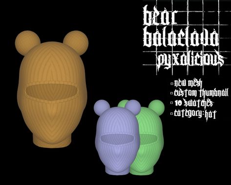 bear balaclava | pyx_s4 on Patreon Ts4 Earmuffs, Sims 4 Balaclava, Ski Mask Sims 4 Cc, Sims 4 Balaclava Cc, Sims 4 Ski Mask, Sims 4 Bonnet Cc Patreon, Sims 4 Hood Cc, Bear Balaclava, Mods Ts4