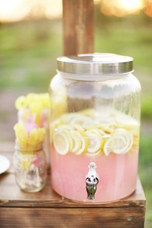 Pink Yellow Weddings, Lemonade Wedding, Pink Lemonade Party, Wedding Yellow, Lemonade Party, Vintage Bridal Shower, Spring Wedding Colors, Milk Shakes, Wedding Spring