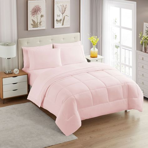 PRICES MAY VARY. 100% Soft Double Brushed Microfiber/Poly Filling OUTSTANDING 7 PIECE SET - Ready to update your bedroom decor? Get everything you need in one set! This soft and comfortable down alternative comforter set includes all you need to transform your bed into a home décor dream. In each pre-packaged set you will receive 1 all season brushed microfiber comforter, 1 fittd sheet, 1 flat sheet, and 4 pillowcases. Update your bedding with our Sweet Home Collection 7 Piece Bed in a Bag Comfo