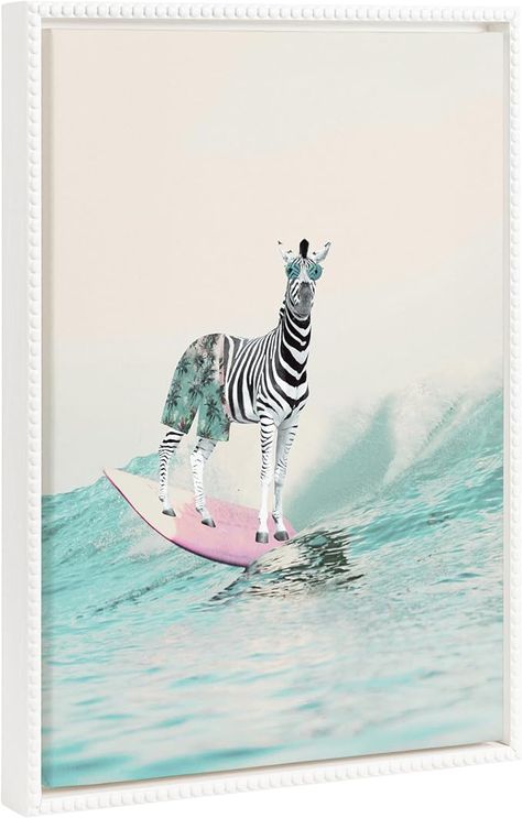 Amazon.com: Kate and Laurel Sylvie Beaded Zebra Surfer Vintage Framed Canvas Wall Art by July Art Prints, 18x24 White, Modern Zoo Animal Ocean Wall Decor: Posters & Prints Adventure Wall Decor, July Art, Wall Art Decor Bedroom, Antique Wall Decor, Ocean Wall Decor, Zoo Animal, Eclectic Art, Brown Art, Colorful Wall Art