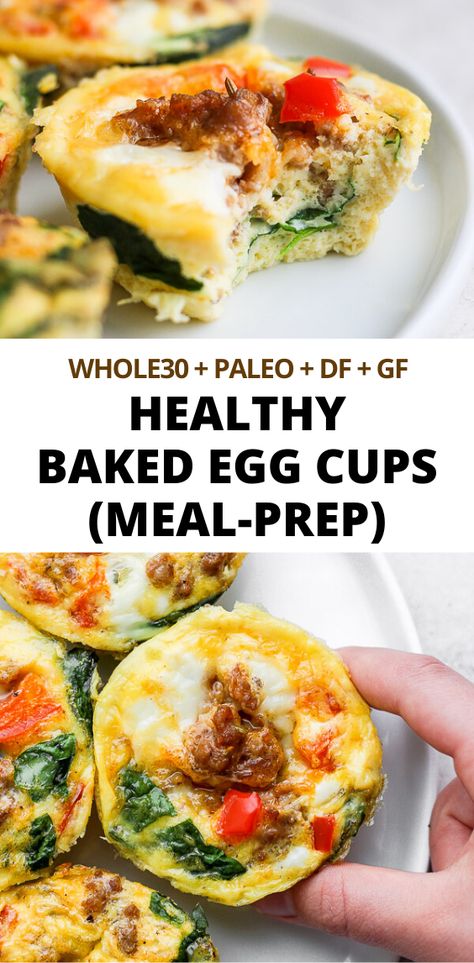 Egg Cups Breakfast Healthy, Paleo Egg Cups, Healthy Egg Bake, Baked Egg Cups, Egg Cups Recipe, Easy Breakfast Options, Egg Cups Breakfast, Paleo Meal Prep, Baked Egg