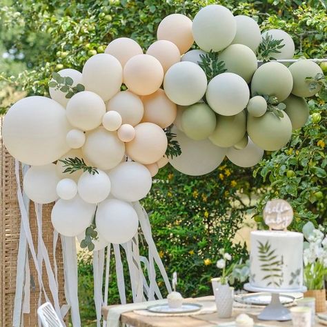 Host a baby shower that's enchantingly neutral and perfect for celebrating any baby-to-be. Explore these ideas that break away from traditional gender norms. 🌟👶 #BabyShowerIdeas #NeutralBabyShower #CelebrateLife #WhimsicalDecor #BabyOnTheWay Baby Shower Balloon Arch, Vellum Envelope, Paper Balloon, Crepe Paper Streamers, Baby Shower Photo Booth, Ginger Ray, Baby Balloon, Paper Streamers, Green Balloon