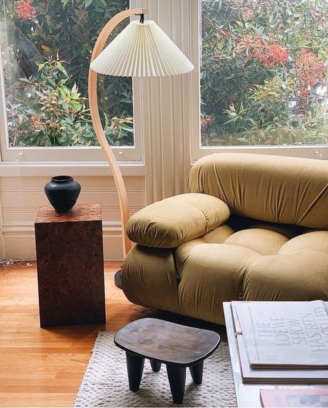 GUBI on Instagram: "Sought-after Mads Caprani Lamp. With its head-turning sculptural features, the Timberline Floor Lamp has become a true international sensation among design lovers worldwide. Image via @thefeministe Shop the Timberline Floor Lamp at GUBI.com #gubi #gubiofficial #timberlinefloorlamp #capranilamp #madscaprani" Gubi Floor Lamp, Dream House Aesthetic, Elegant Floor Lamps, Mid Century Floor Lamps, Chic Lounge, House Aesthetic, Take A Seat, Beech Wood, Small Furniture