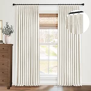 Amazon.com: CAPALOCA Linen Pinch Pleated Curtains 100% Blackout Pinch Pleat Curtains 108 Inches Long 2 Panels Linen Blackout Curtains for Bedroom,Pinch Pleat Drapes with Hooks,40" W x 108" L,Natural : Home & Kitchen Curtains Pinch Pleat, Pinch Pleated Curtains, Inexpensive Curtains, Pinch Pleat Drapes, Pinch Pleat Drape, Linen Blackout Curtains, Curtains Blackout, Pleat Curtains, Pleated Drapes