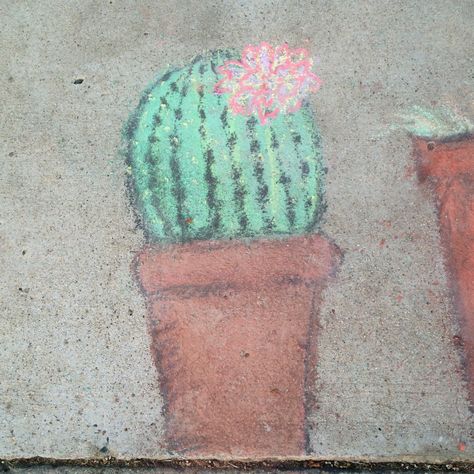 Cactus Chalk Art, Chalk Ideas Easy, Cute Chalk Art, Chalkboard Wall Ideas, Driveway Chalk, Chalk Drawing Ideas, Sidewalk Chalk Art Ideas, Sidewalk Chalk Ideas, Chalk Sidewalk