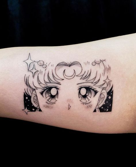 Sailor Moon Tattoo Ideas, Cartoons Tattoo, Moon Tattoo Ideas, Sailor Moon Tattoo, Crescent Moon Tattoo, Muster Tattoos, Cute Little Tattoos, Badass Tattoos, Aesthetic Tattoo