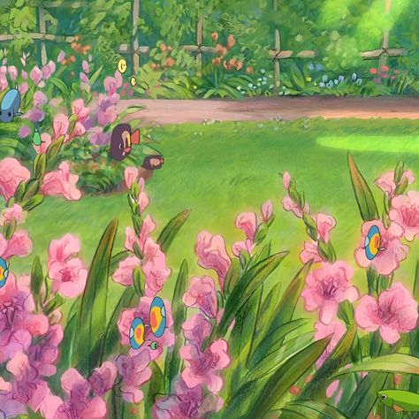 Ghibli Aesthetic Ponyo, Anime Garden Aesthetic, Ponyo Aesthetic Icon, Ghibli Aesthetic Icon, Ghibli Aesthetic Scenery, Studio Ghibli Aesthetic Scenery, Studio Ghibli Summer, Aesthetic Anime Scenery, Film Sequence