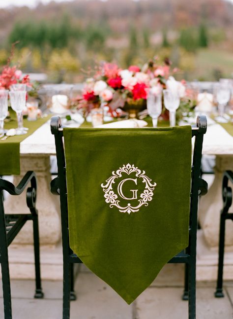 Monogram Chair, Wedding Chair Decorations, Chair Decor, Wedding Tables, Wedding Chairs, Chair Decorations, Sweetheart Table, Reception Decor, Place Setting