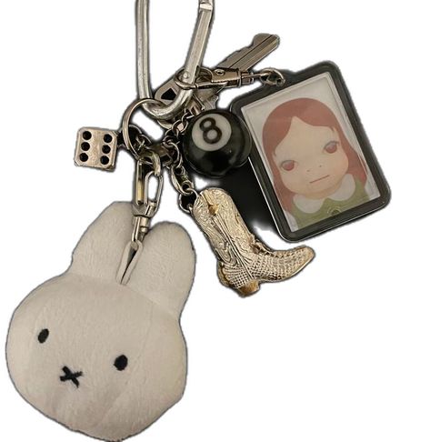 8 Ball Keychain, Bunny Y2k, Y2k Keychain, Aesthetic Bunny, Keychain Aesthetic, Midnight Cowboy, Inside My Bag, 8 Ball, Charm Keychain