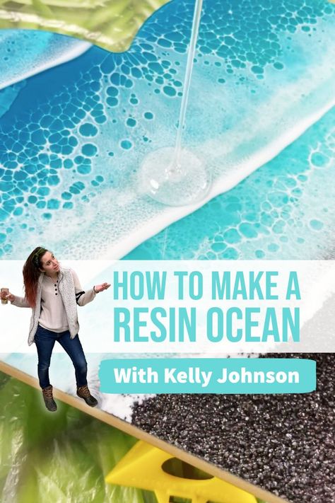 How to Make Ocean Epoxy Resin Art Inspired by Not Too Shabby by Jess Epoxy Waves Diy, How To Color Epoxy Resin, How To Make Ocean Waves With Resin, Beach Resin Art Tutorial, Resin Waves Tutorial, Epoxy Projects Diy, Ocean Resin Art Tutorial, How To Use Resin, Diy Beach Art