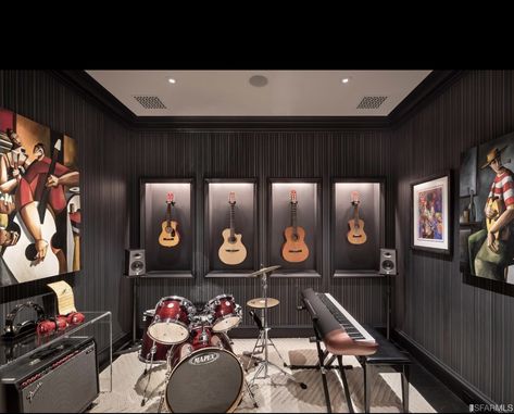 Audio Room Design, Modern Recording Studio, Music Studio Room Ideas, Small Music Room, Bold Office, Studio Room Ideas, Studio Music Room, Music Room Design, Music Studio Decor