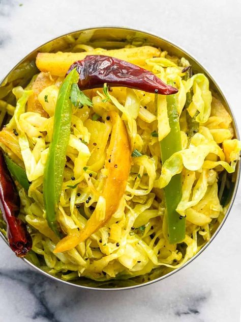 Gujarati Stir-Fried Cabbage Recipe (Sambharo) - Feast with Safiya Cabbage Indian, Indian Tikka Masala, Stir Fried Cabbage Recipes, Sliced Cabbage, Fried Cabbage Recipes, Tikka Recipe, Cabbage Stir Fry, Julienned Carrots, Masala Spice