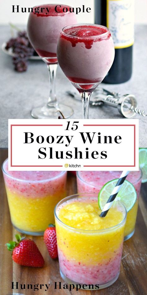 15 Boozy Wine Slushies. There's more to frozen and blended cocktails and pitcher drinks / beverages than Frozé Rosé (aka Froze Rose). Use your favorite wine in these - red, white, blush, and everything in between. Perfect for parties, bridal showers, potlucks, summer bbqs or graduations. Also excellent for holidays like easter, thanksgiving, christmas, and mother's day. Day drinking has never been so delicious with alcoholic drinks for a crowd like these. Nostalgia Slushie Machine Recipes, Blended Alcoholic Drinks, Cocktail Slushies, Alcohol Truck, Frozen Alcoholic Drinks, Blended Cocktails, Drink Shots, Summertime Cocktails, Wine Slushie Recipe