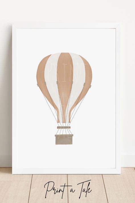 Boho Hot Air Balloon Print, Vintage Travel Wall Art, Travel Nursery Decor, Playroom Print, Kids Art Travel Nursery, Nursery Decor Inspiration, Minimalist Nursery, Children Room Boy, Printed Balloons, Illustration Wall Art, Travel Wall Art, Baby Girl Room, Kids Playroom