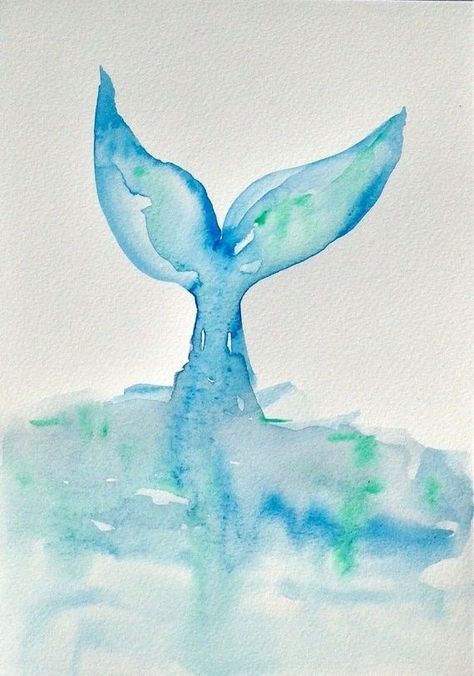 Watercolour Paintings Easy, Waterpaint Ideas Beginner, Ocean Watercolor Art, Beachy Watercolor Ideas, Easy Water Coloring Ideas For Beginners, Easy Beginner Watercolor Ideas, Watercolor Paintings Easy For Beginners, Watercolour Painting Ideas Easy, Mermaid Painting Easy